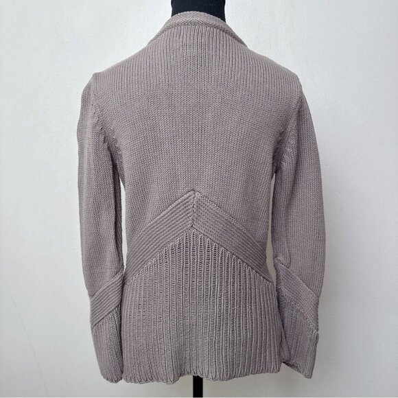 Pure Handknit Womens M/L Tan Cotton Chunky Knit Cardigan - Picture 2 of 15